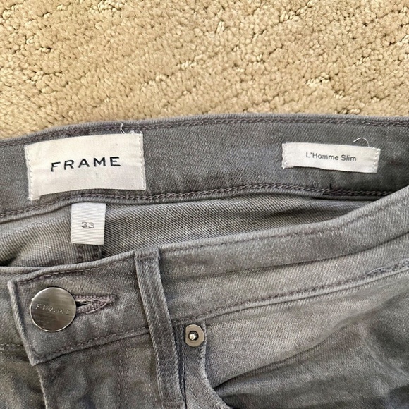 Frame Men's L' Homme Grey Slim Fit Jeans - Size 33 x 30 - Picture 2 of 4
